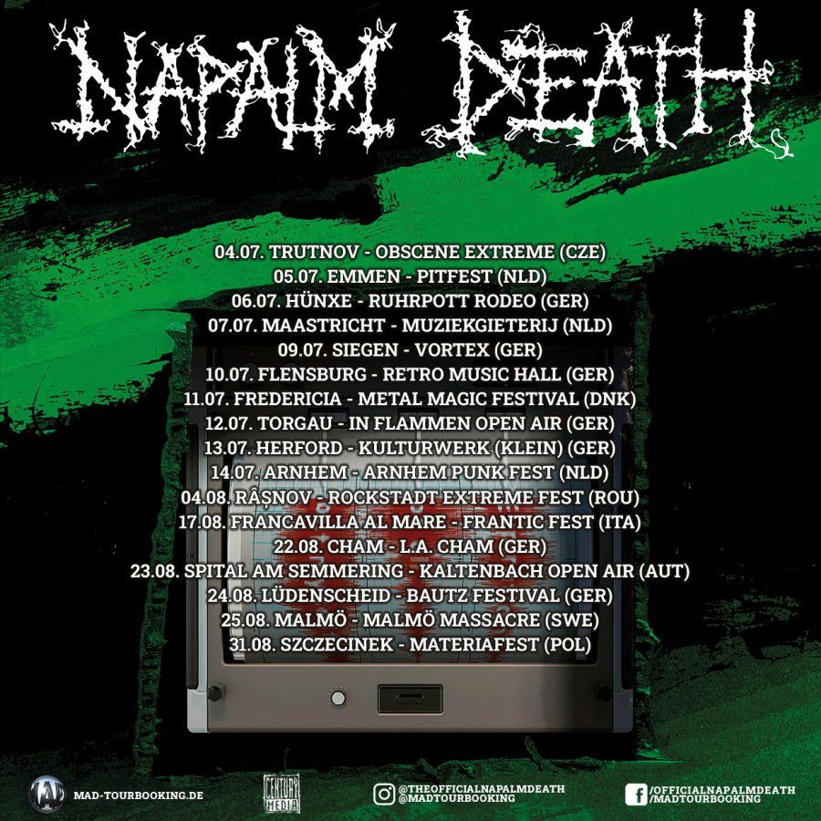 NAPALM DEATH Summer Tour 2024